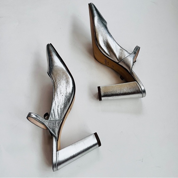 BOTKIER Women’s Hannah Metallic Silver Leather Pointed Mule Slip-on Size 5.5 - Picture 7 of 11